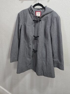 Old Navy Women's Gray Hooded Toggle Coat